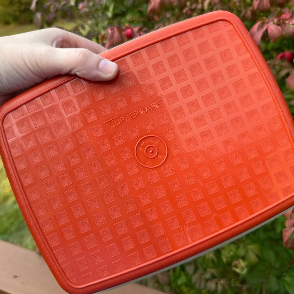 Tupperware Red Base White Translucent Lid Food Storage Container